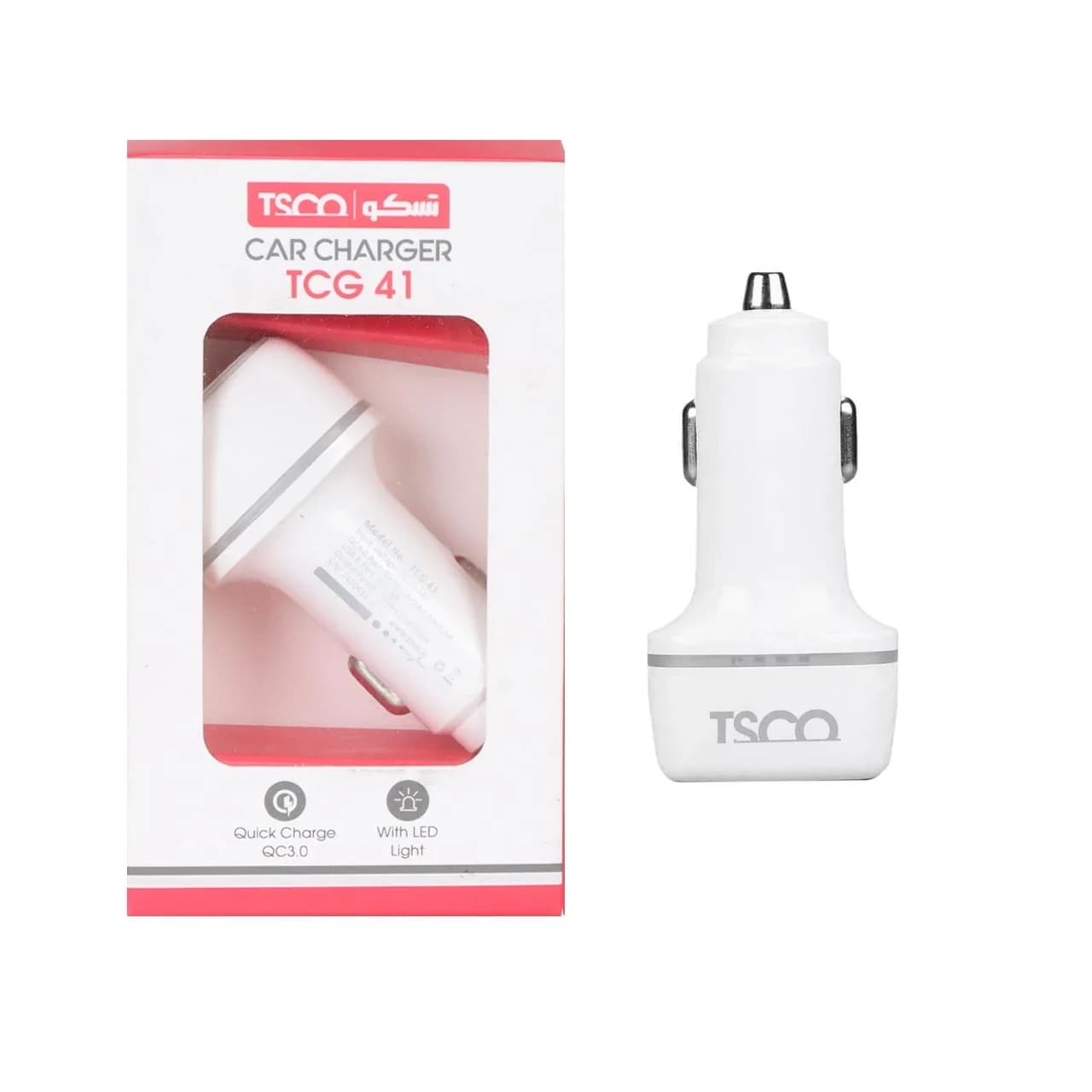 شارژر فندکی فست دو پورت Tsco مدل TCG 41 30W – سفید (گارانتی 12 ماهه TSCO)