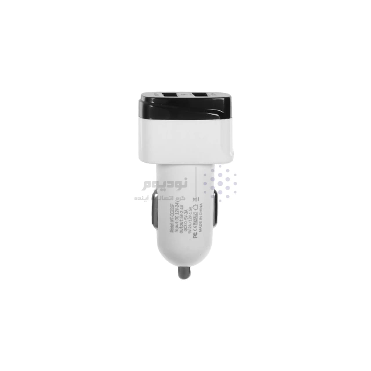 شارژر فندکی فست دو پورت Nitu مدل NT-CC835F به همراه کابل شارژ Type-C – سفید — تصویر ۲