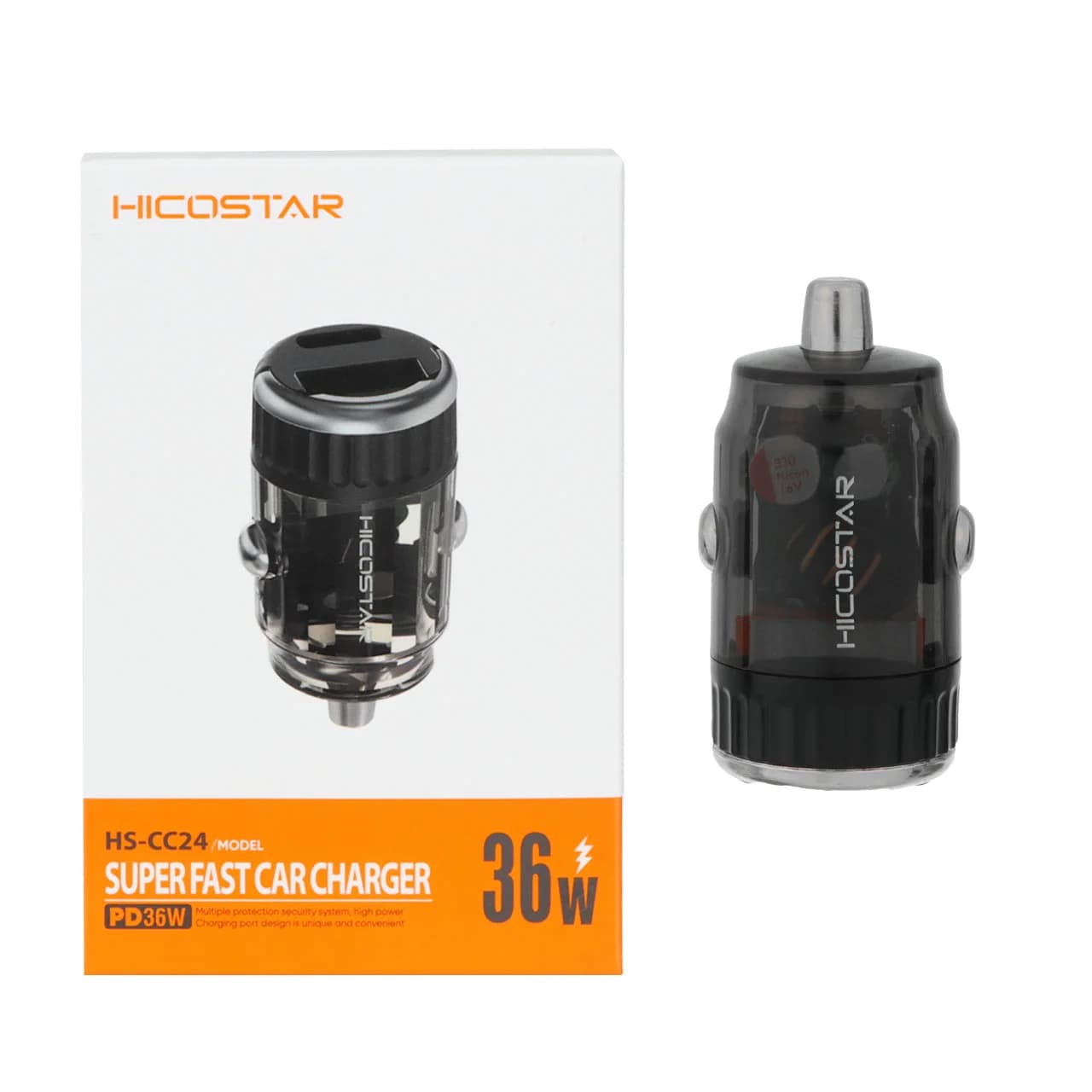 شارژر فندکی فست و PD دو پورت Hicostar مدل HS-CC24 36W – مشکی