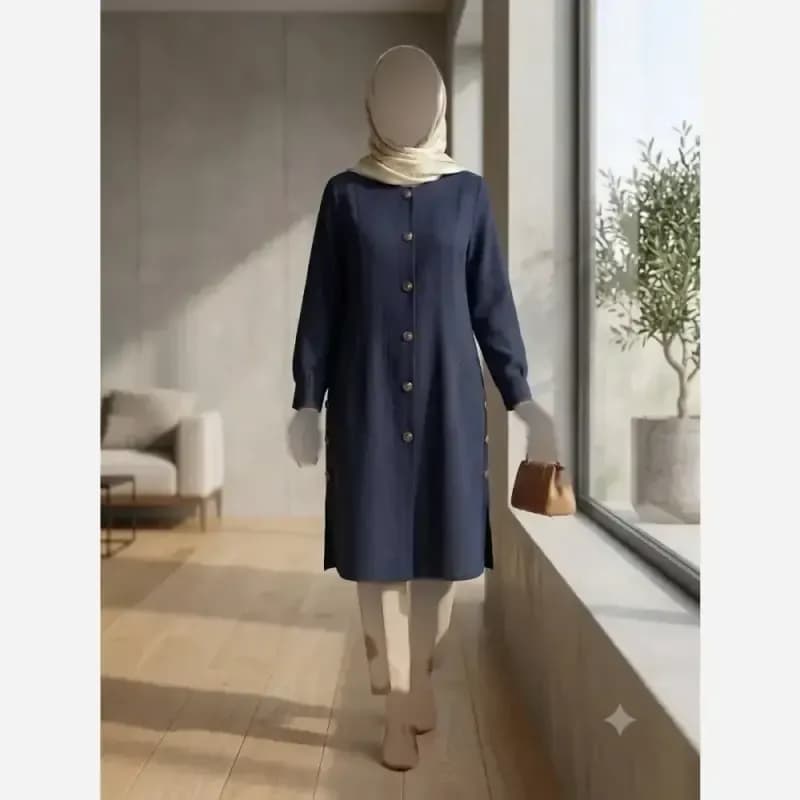مانتو شانتون ژاکارد مدل میلا سایز 38 تا 52 — تصویر ۶