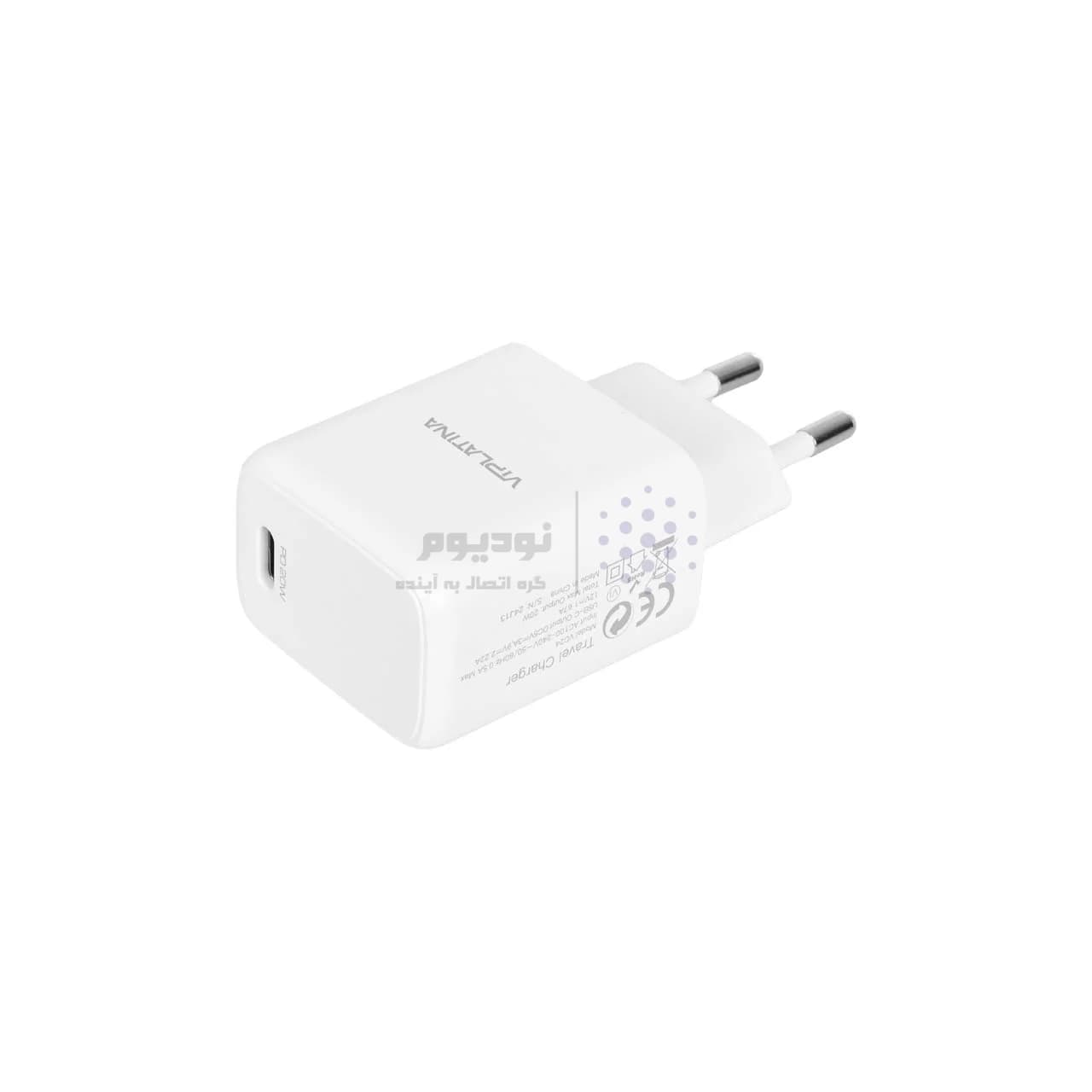 شارژر دیواری فست و PD تک پورت VIPLATINA مدل VC24 20W – سفید (گارانتی 18 ماه تعویض نیکان همراه) — تصویر ۳