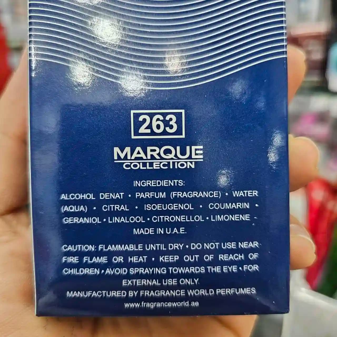ادکلن مارکویی ۲۶۳ (Marque 263) مردانه با رایحه شیرین، گرم و گلی – ۲۵ میلی‌لیتر — تصویر ۳