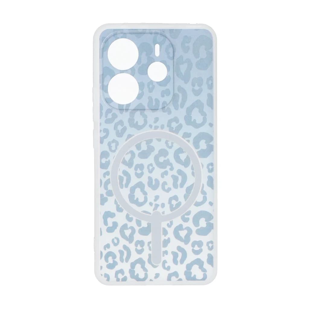 قاب ژله ای پلنگی طرح مگ سیف دور مات محافظ لنزدار Xiaomi Redmi Note 14 4G – خاکستری — تصویر ۲