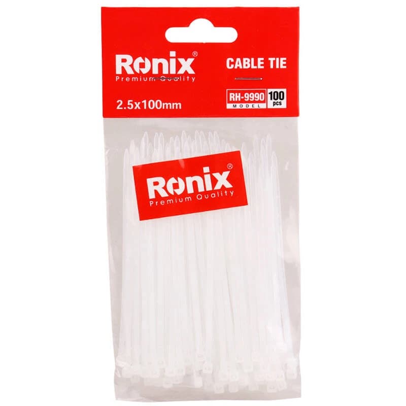 بست کمربندی سفید 100 در 2.5 میلی متر بسته 100 عددی رونیکس مدل RONIX RH-9990
