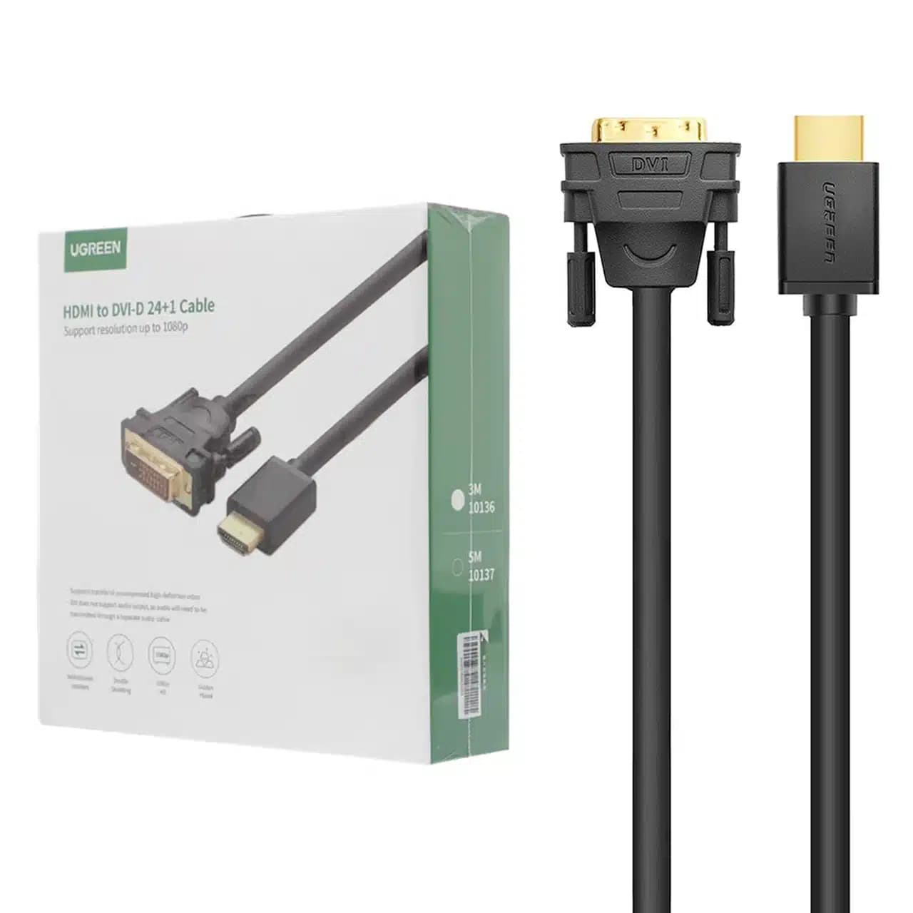 کابل 3 متری UGREEN HDMI To DVI-D 24+1 مدل 10136 – مشکی(10136)