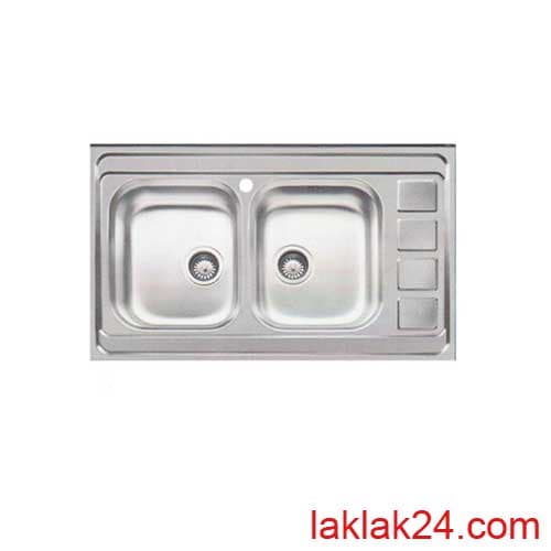 سینک اخوان 60*100 روکار دو لگن چپ