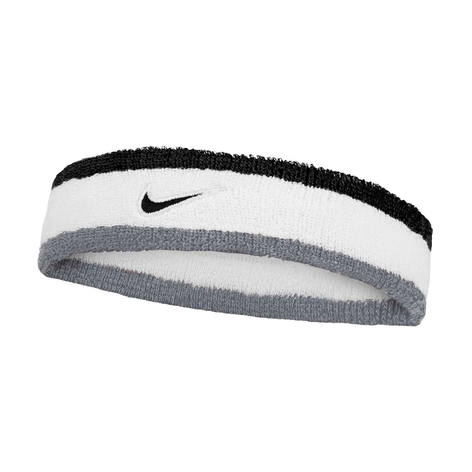 هدبند ورزشی نایک Swoosh Classic – سفید/خاکستری/مشکی