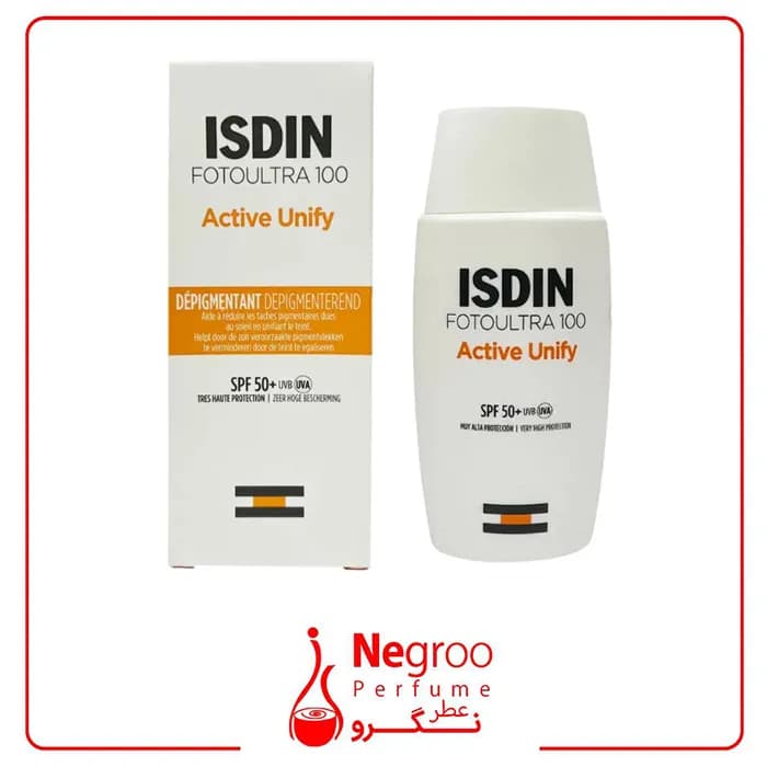 ضد آفتاب ایزدین Isdin مدل اکتیو یونیفای Active Unify ضد لک SPF 50/اورچینال