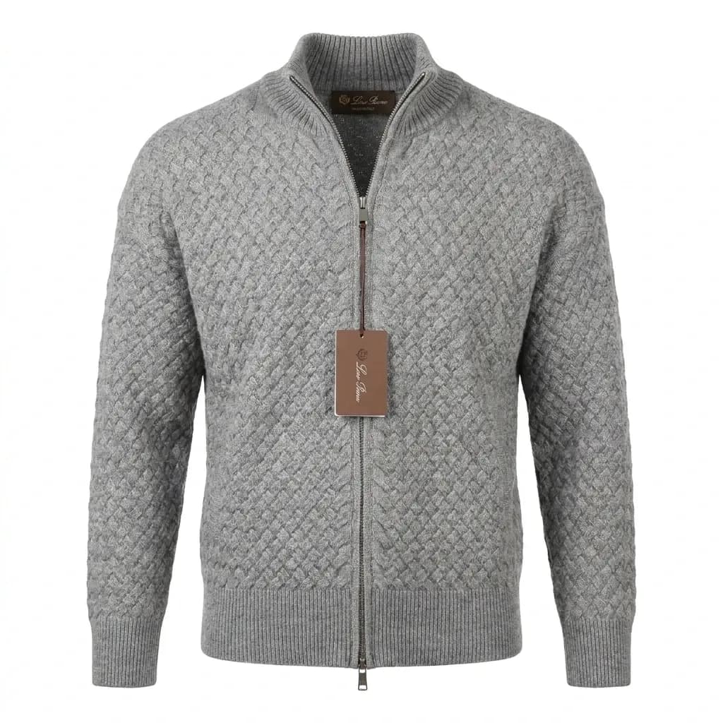 سویشرت بافت تمام زیپ طرح حصیری مردانه برند Lora Piana
