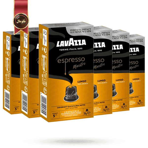 6 بسته کپسول قهوه لاوازا lavazza مدل استاد لانگو maestro lungo پک 10 تایی (اورجینال)