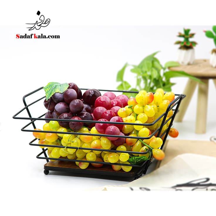 سبد میوه مربع کف چوب بهساز فلز(20)/101077