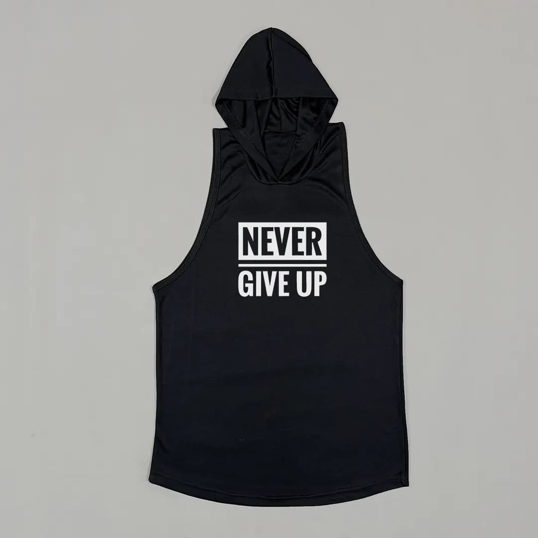 رکابی کلاه دار (هودی) بدنسازی حلقه ای مدل NEVER GIVE UP — تصویر ۶