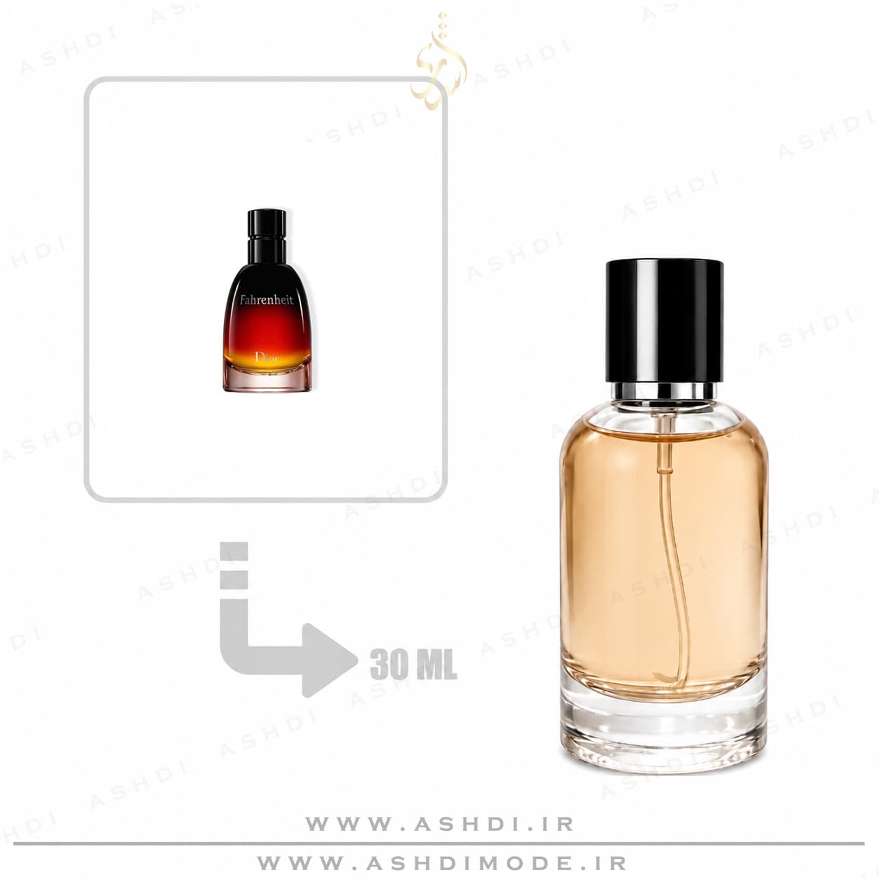 عطر ادکلن دیور فارنهایت له پرفیوم مردانه ۳۰ میل اکسترا پرفیوم اشدی ASHDI Extra Parfum | Dior Fahrenheit Le Parfum Inspired 30ml