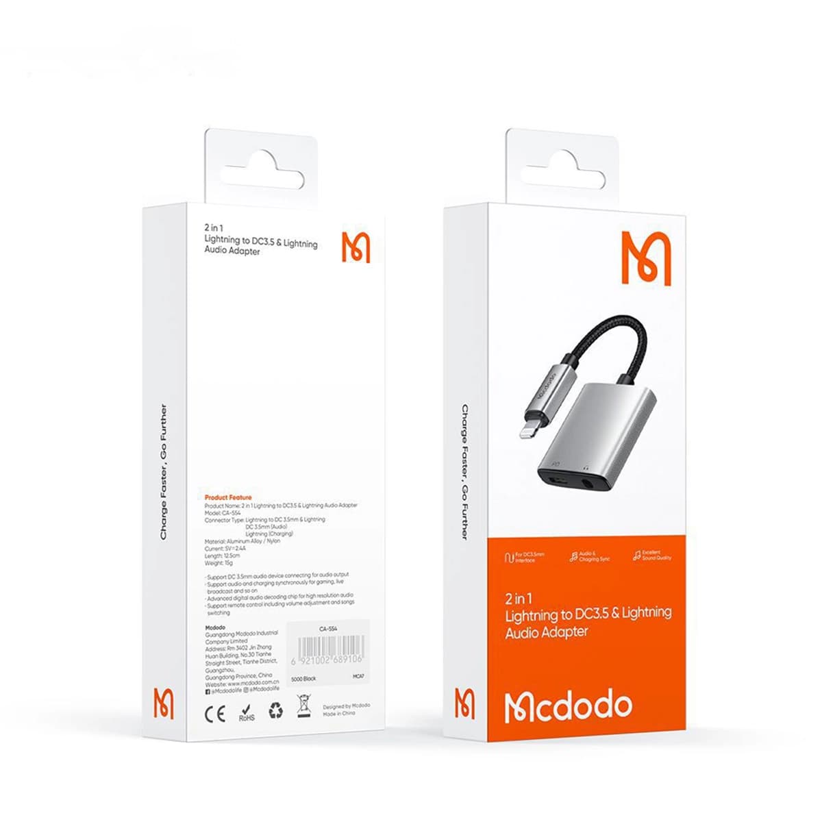 تبدیل اتصال همزمان شارژر و هندزفری به لایتنینگ Mcdodo CA-5540 — تصویر ۸