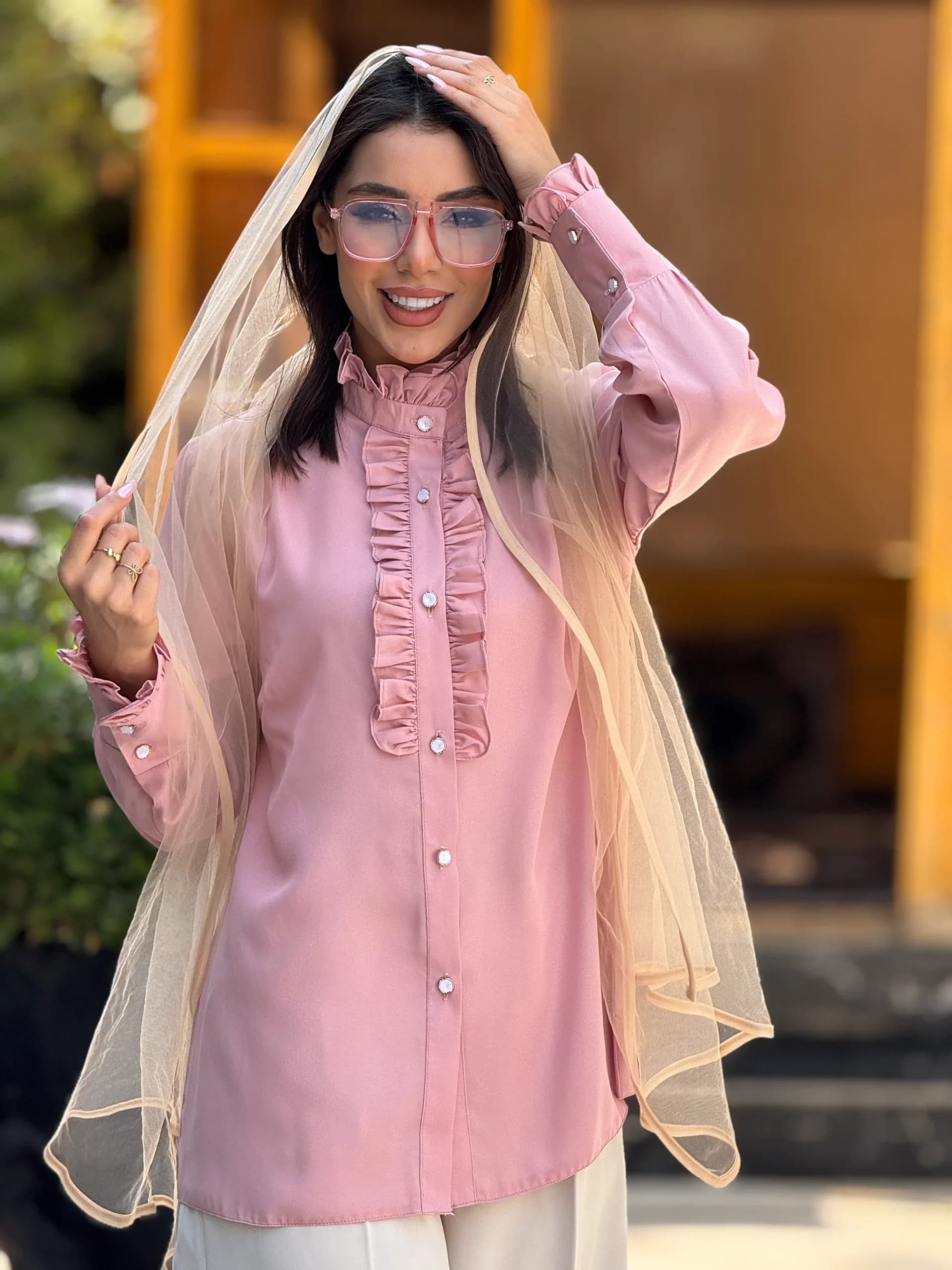 شومیز کرپ حریر شاین — تصویر ۳