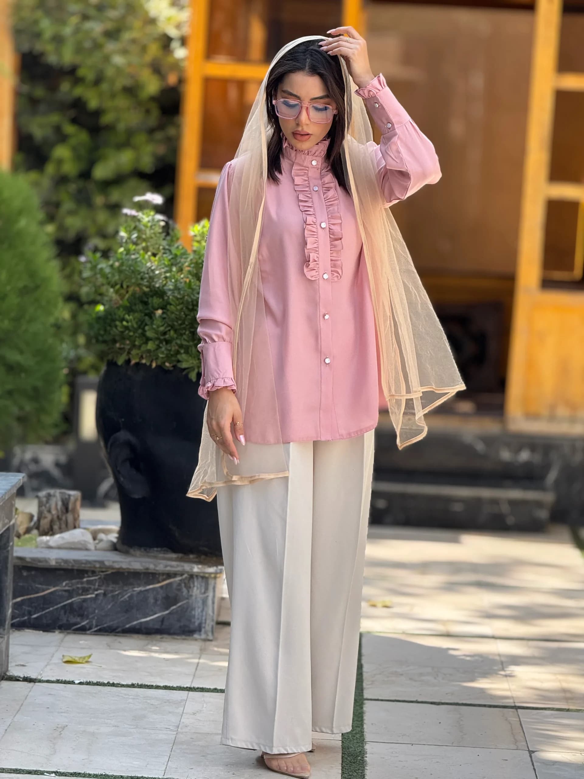 شومیز کرپ حریر شاین — تصویر ۴