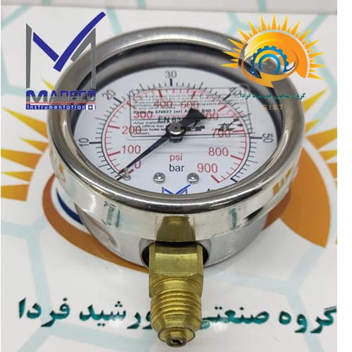 گیج فشار مدکو صفحه ۶ سانت (۶۳ میلیمتر) رنج ۰ تا ۶۰ بار استیل برنج مدل PI52T4 — تصویر ۵