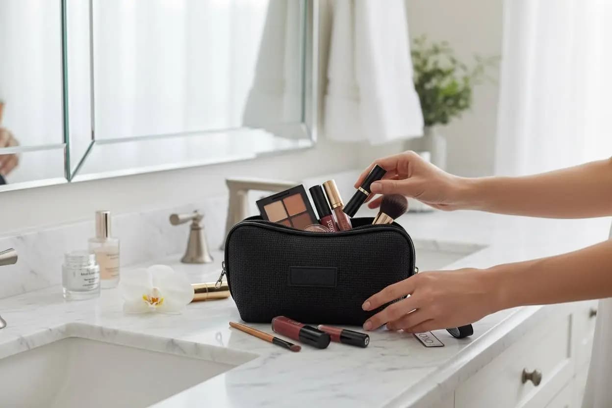کیف آرایشی بنددار بونو مدل 5081 طرح کنف — تصویر ۴