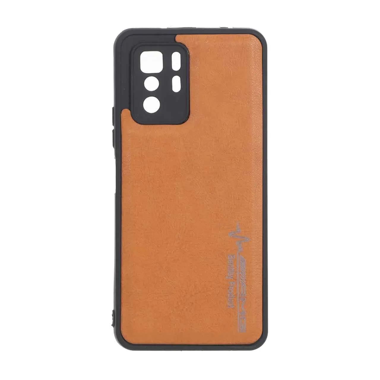 قاب طرح چرم AMG محافظ لنزدار Xiaomi Redmi Note 10 Pro 5G / Poco X3 GT – عسلی