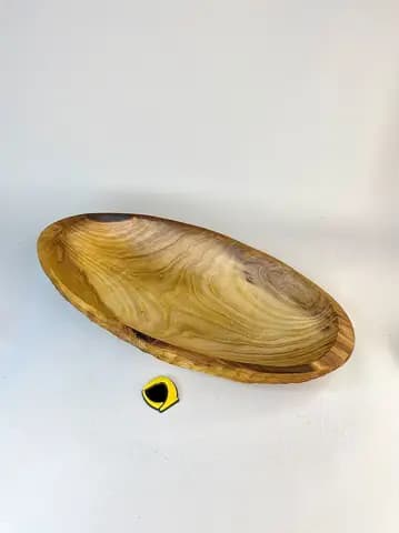 ظرف میوه خوری چوبی بیضی بزرگ پشت تراش — تصویر ۲