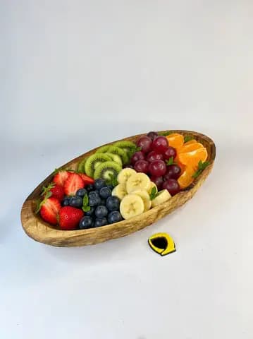 ظرف میوه خوری چوبی بیضی بزرگ پشت تراش