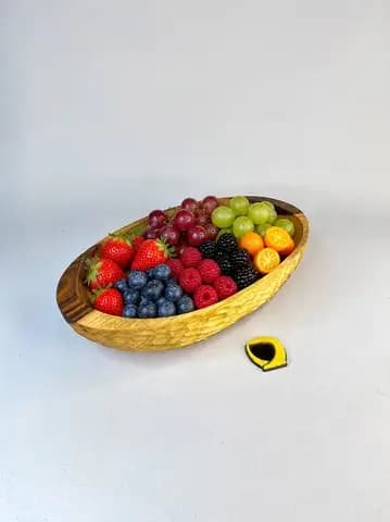 ظرف میوه خوری چوبی بیضی متوسط پشت تراش