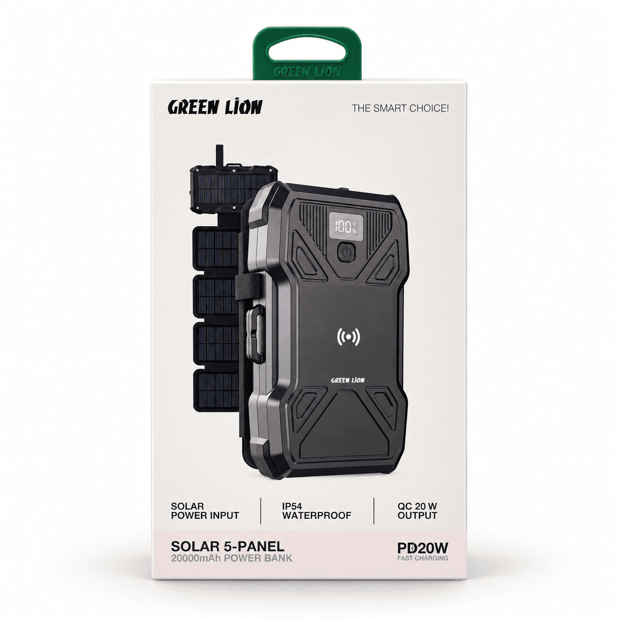 پاوربانک خورشیدی ۲۰۰۰۰ میلی‌آمپر گرین لاین Green Lion مدل Solar 5-Panel GL-PX27 — تصویر ۶