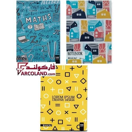 دفتر خط دار مشق ته دوخت 100 برگ مدل کلاسیک (طرح متنوع)