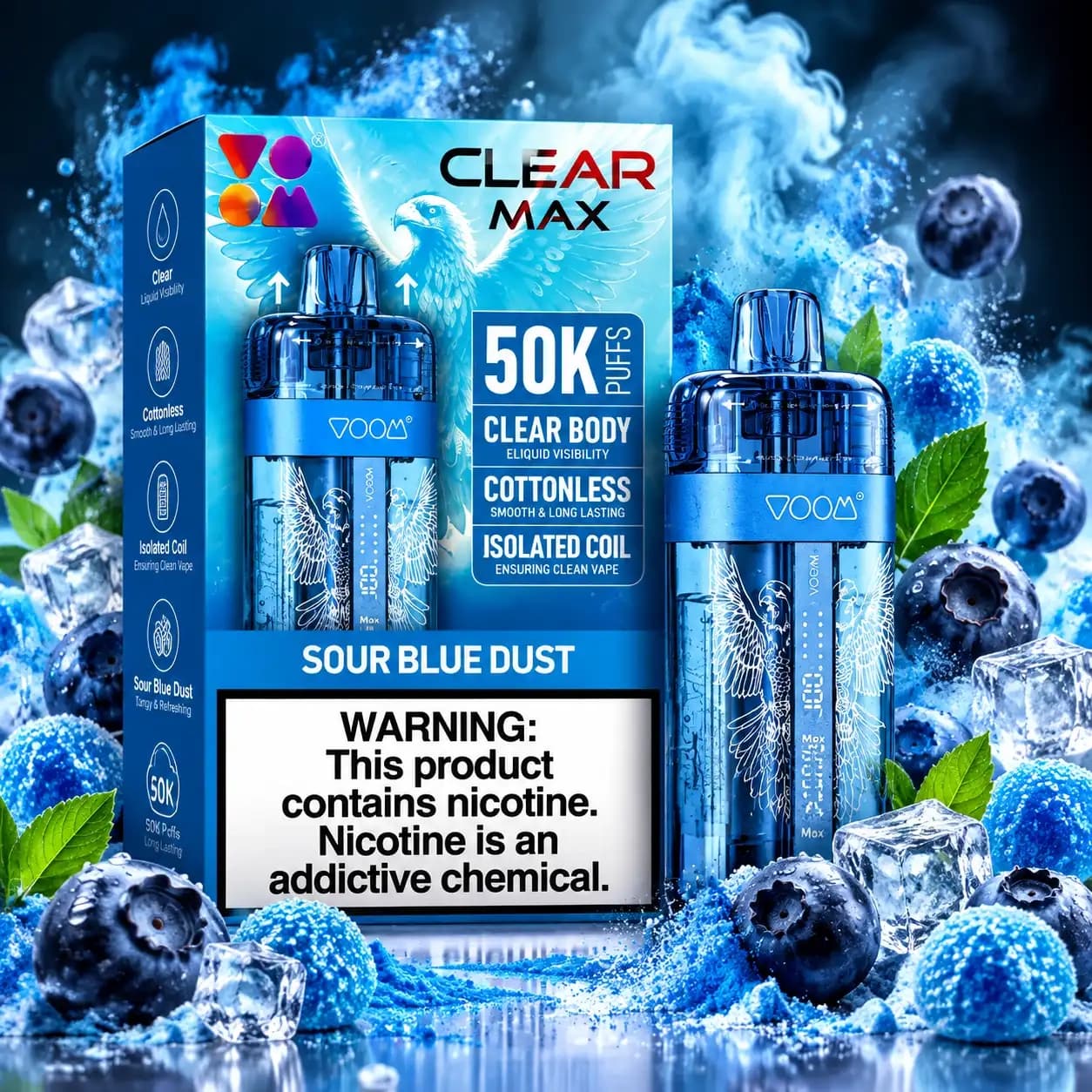 Clear Max 50K با طعم Sour Blue Dust