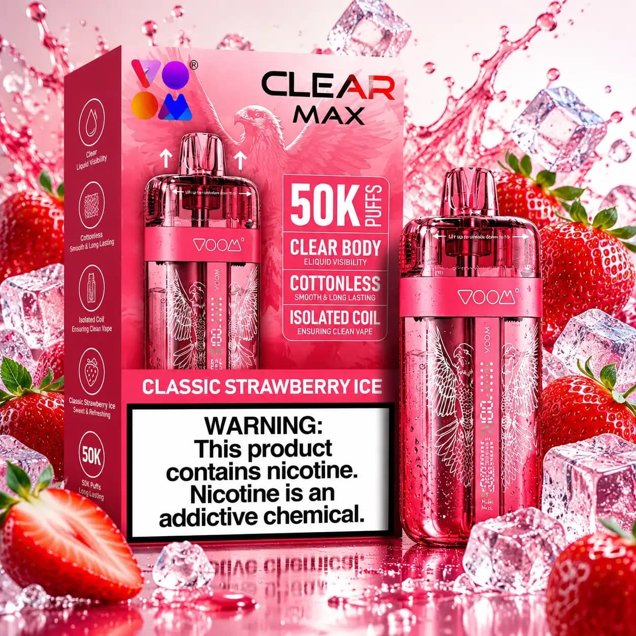VOOM Clear Max 50K توت‌فرنگی یخ (Classic Strawberry Ice)