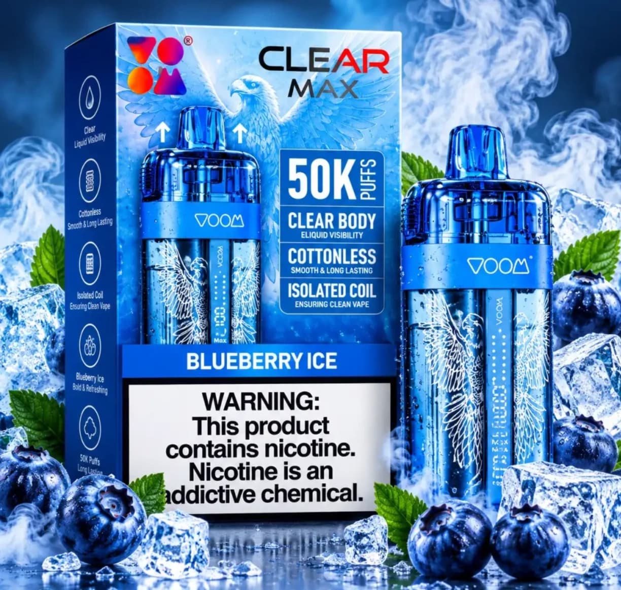 VOOM Clear Max 50K بلوبری یخ (Blueberry Ice)
