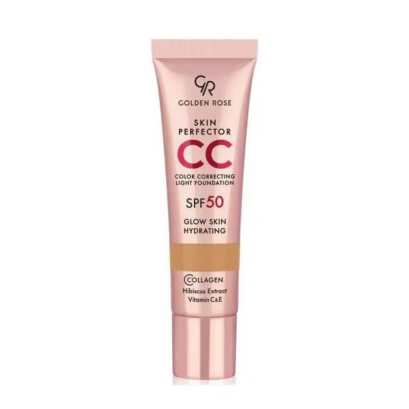 سی سی کرم SPF 50 اصلاح کننده رنگ پوست گلدن رز Golden Rose مدل CC Cream Skin Perfector Light Foundation کد 104 رنگ Warm Honey