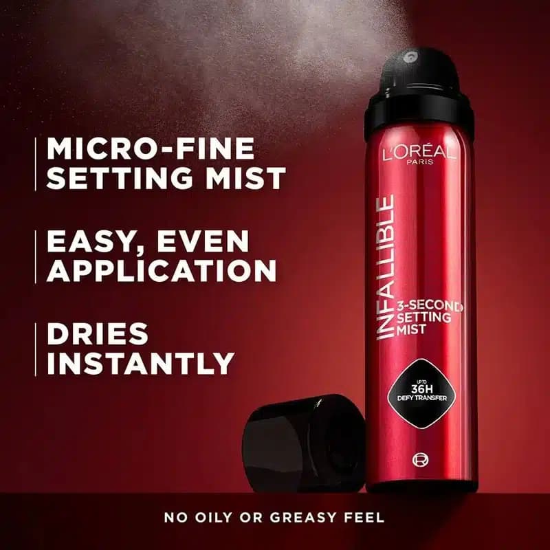 اسپری فیکس و تثبیت‌ کننده آرایش 36 ساعته لورآل Loreal مدل Infallible 3-Second Setting Mist (150 میل) — تصویر ۳