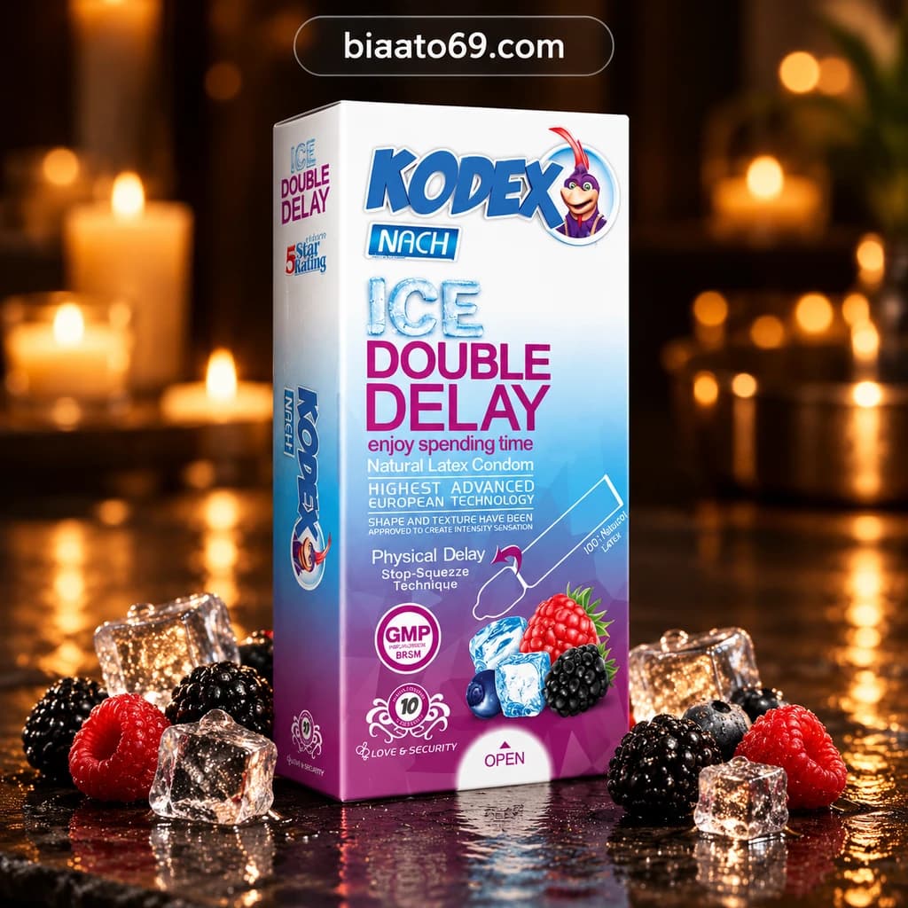 کاندوم یخی دوبل تاخیری کدکس مدل آیس (Kodex Ice Double Delay) بسته ۱۰ عددی