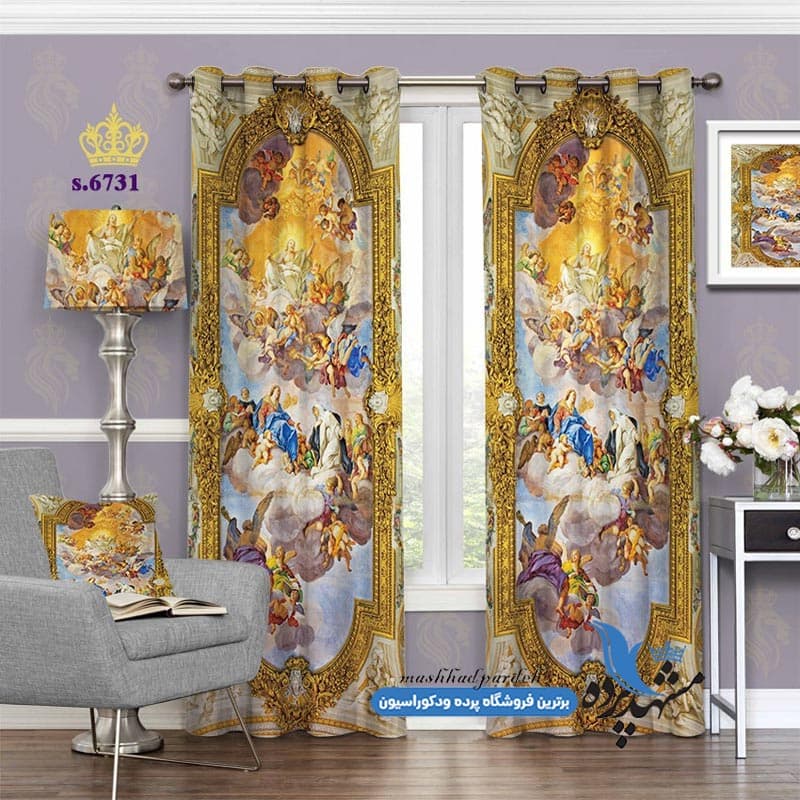پرده پانچ پذیرایی طرح قاب نقاشی کد S6731