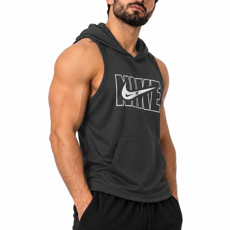 رکابی کلاهدار ورزشی مردانه نایک مدل DS-Dri Fit-5G0684 طوسی تیره — تصویر ۲