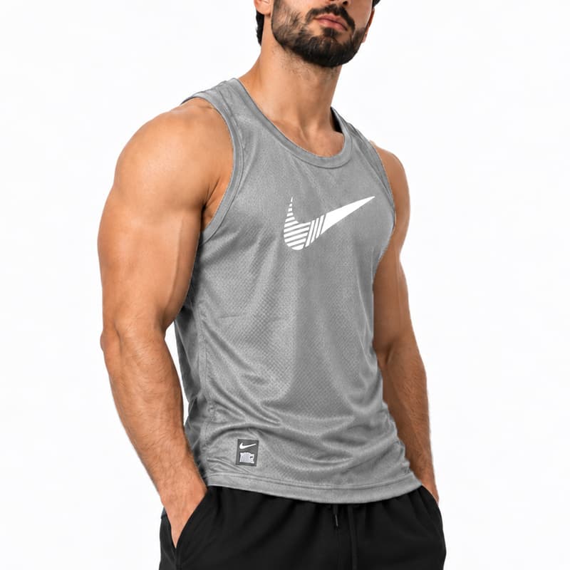 رکابی ورزشی مردانه نایک مدل DS-Dri Fit-5G0689 طوسی روشن — تصویر ۲