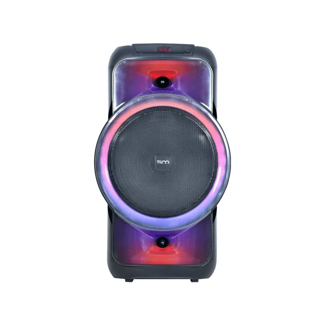 اسپیکر ترولی تسکو TSCO مدل TS 1902 حرفه‌ای با کارائوکه، نورپردازی RGB و میکروفون بی‌سیم