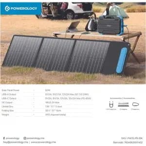 پنل خورشیدی قابل حمل 60 وات پاورولوژی Powerology 60W Portable Solar Panel — تصویر ۳