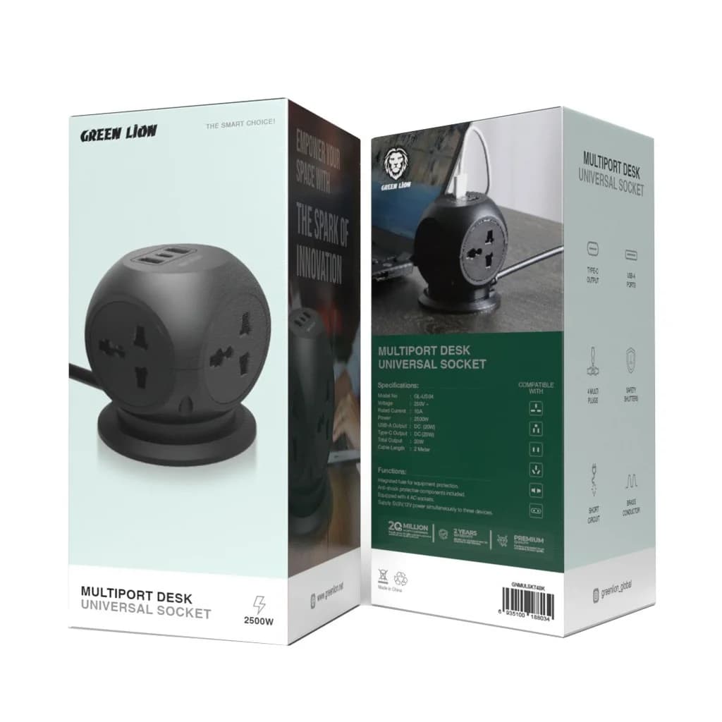 تبدیل برق گرین لاین مدل Green Lion Multiport Desk Universal Socket — تصویر ۳