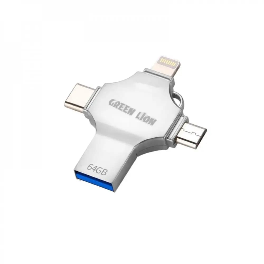 فلش چندکاره 64 گیگابایت گرین لاین Green Lion 4-in-1 USB Flash Drive 64GB GN4IN1USB64SL