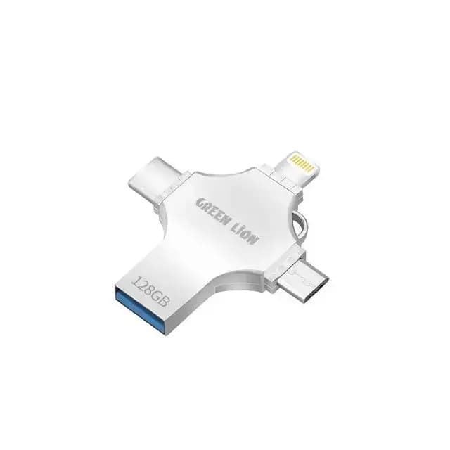 فلش درایو 4 در 1 گرین لاین Green Lion 4-in-1 USB Flash 128GB GN4IN1USB128SL