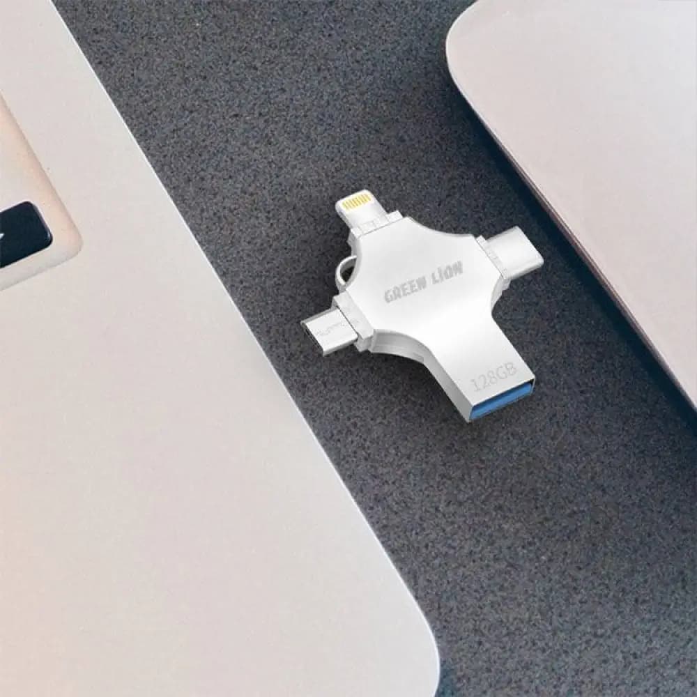 فلش درایو 4 در 1 گرین لاین Green Lion 4-in-1 USB Flash 128GB GN4IN1USB128SL — تصویر ۴