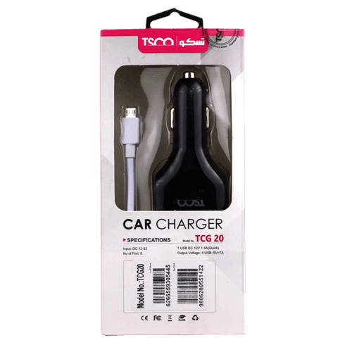 شارژر خودرو تسکو TSCO مدل TCG 20 با 4 پورت USB و پشتیبانی از QC 3.0 — تصویر ۵
