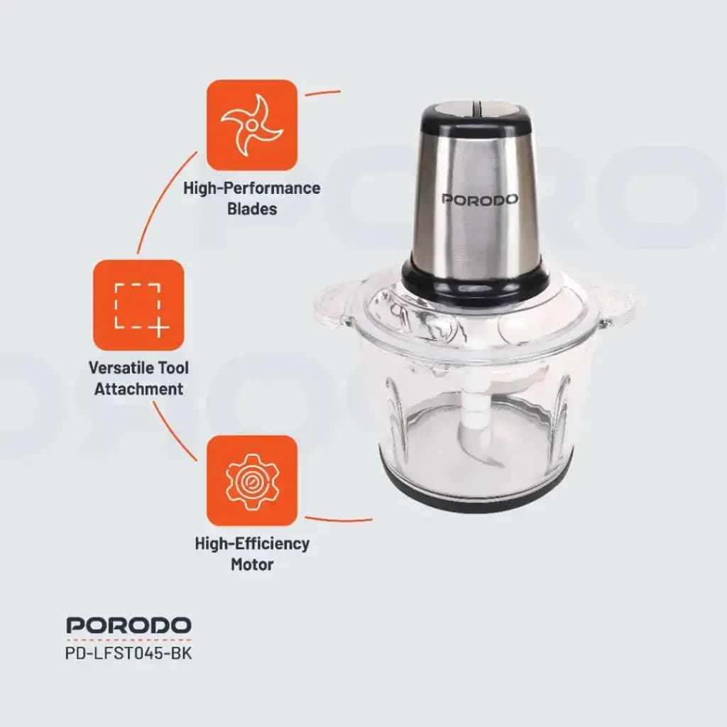 خردکن برقی و غذاساز ۳ لیتری پرودو Porodo Lifestyle Meat and Vegetable Electric Food Chopper PD-LFST045-BK — تصویر ۸