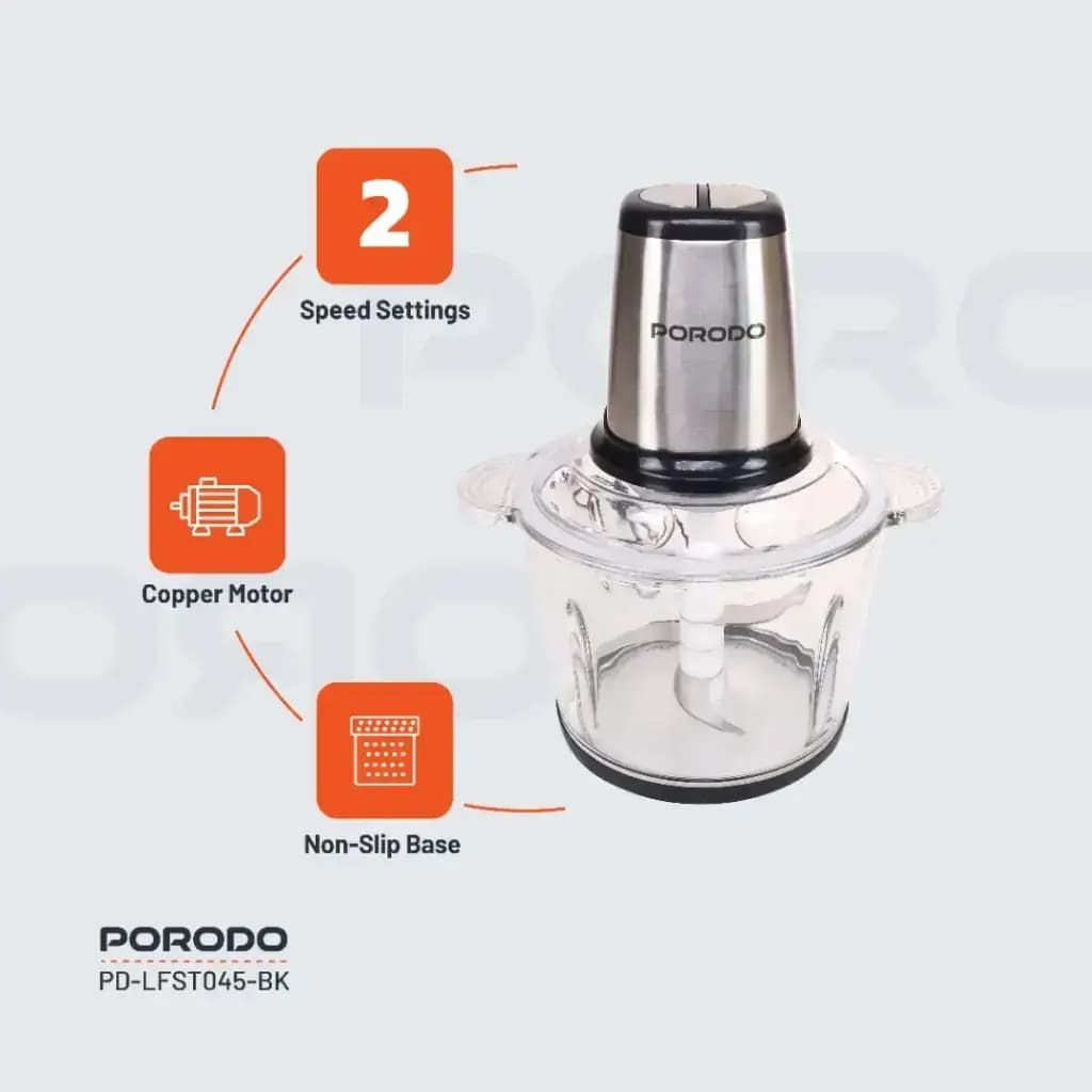 خردکن برقی و غذاساز ۳ لیتری پرودو Porodo Lifestyle Meat and Vegetable Electric Food Chopper PD-LFST045-BK — تصویر ۲