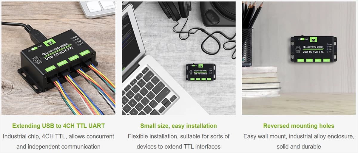 مبدل صنعتی ویوشیر | WAVESHARE مدل USB TO 4CH TTL — تصویر ۷