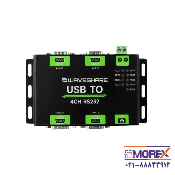 مبدل صنعتی USB به سریال ویوشیر | WAVESHARE مدل USB TO 4CH RS232 — تصویر ۲