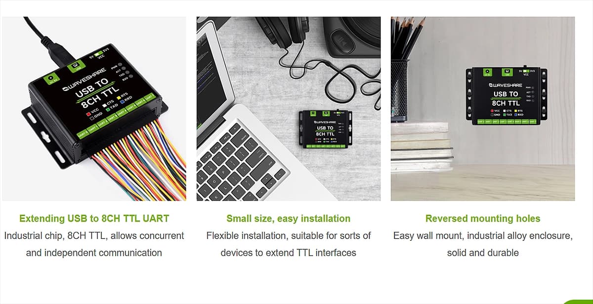 مبدل صنعتی ویوشیر | WAVESHARE مدل USB TO 8CH TTL — تصویر ۷
