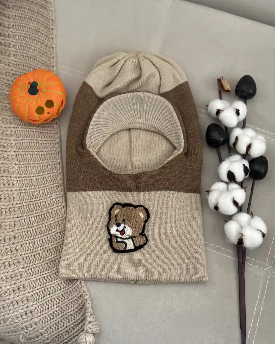 کلاه بافت نقابدار بچه گانه ی تدی 109529 — تصویر ۲